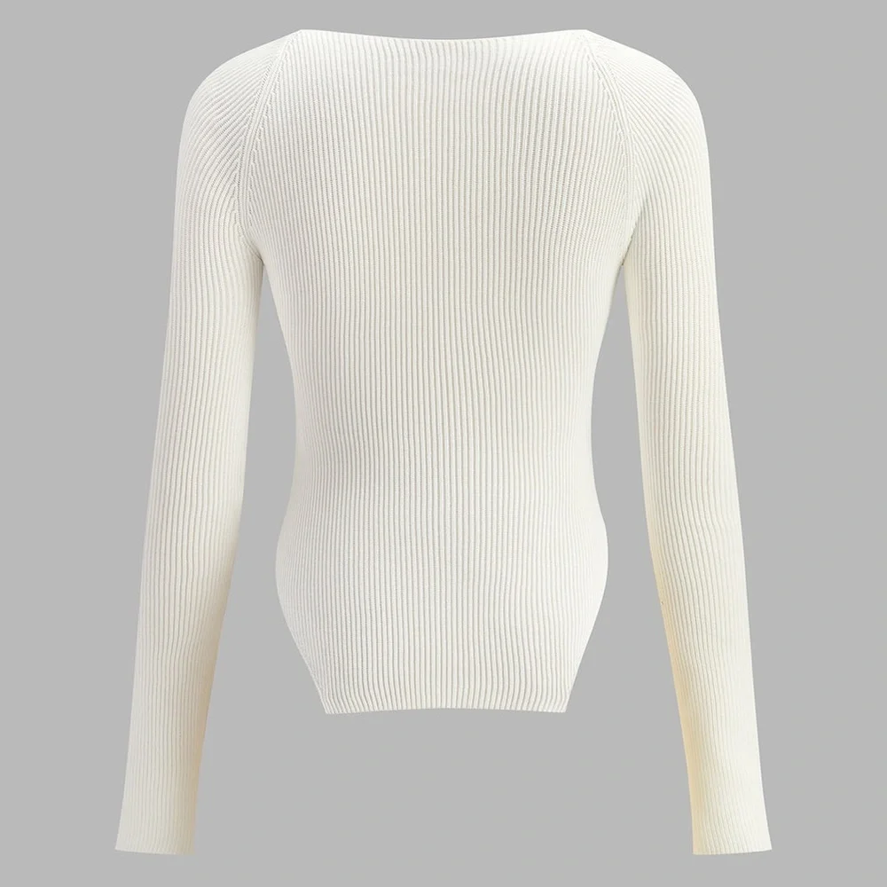 Commense Cream Ribbed Knit Top - Picture 12 of 12